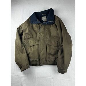 Pacific Trail Mens Large Olive Green Fleece Lined Outdoor Bomber Jacket Canvas